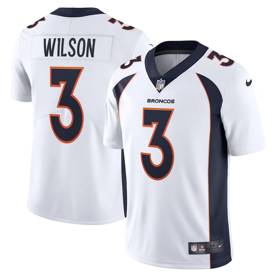 Men Denver Broncos #3 Russell Wilson Nike White Team Vapor Limited NFL Jersey